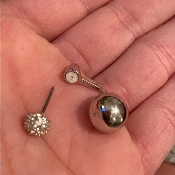 Designer ear-hugger silver ball earrings NWOT ✨ - Picture 3 of 4